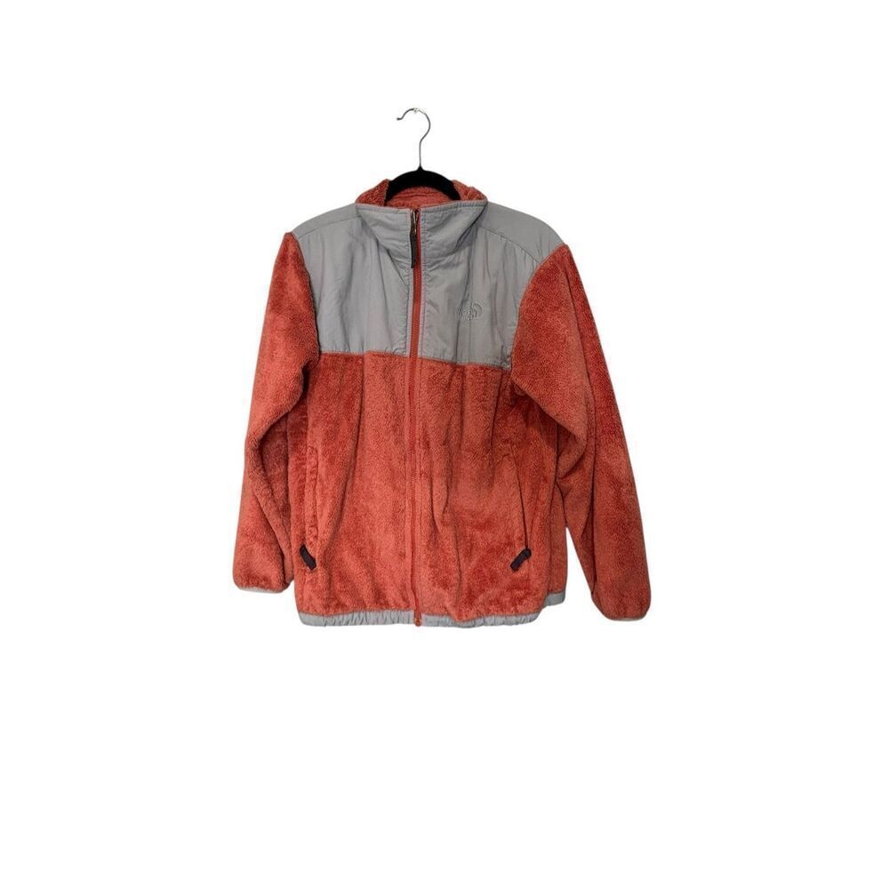 The North Face Fleece Jacket Youth XL Juniors Full Zip Coral Gray
